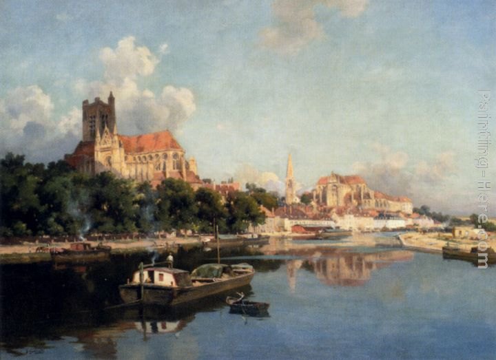 Joseph Garibaldi Vue De La Cathedrale D'Auxerre